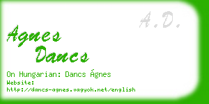 agnes dancs business card